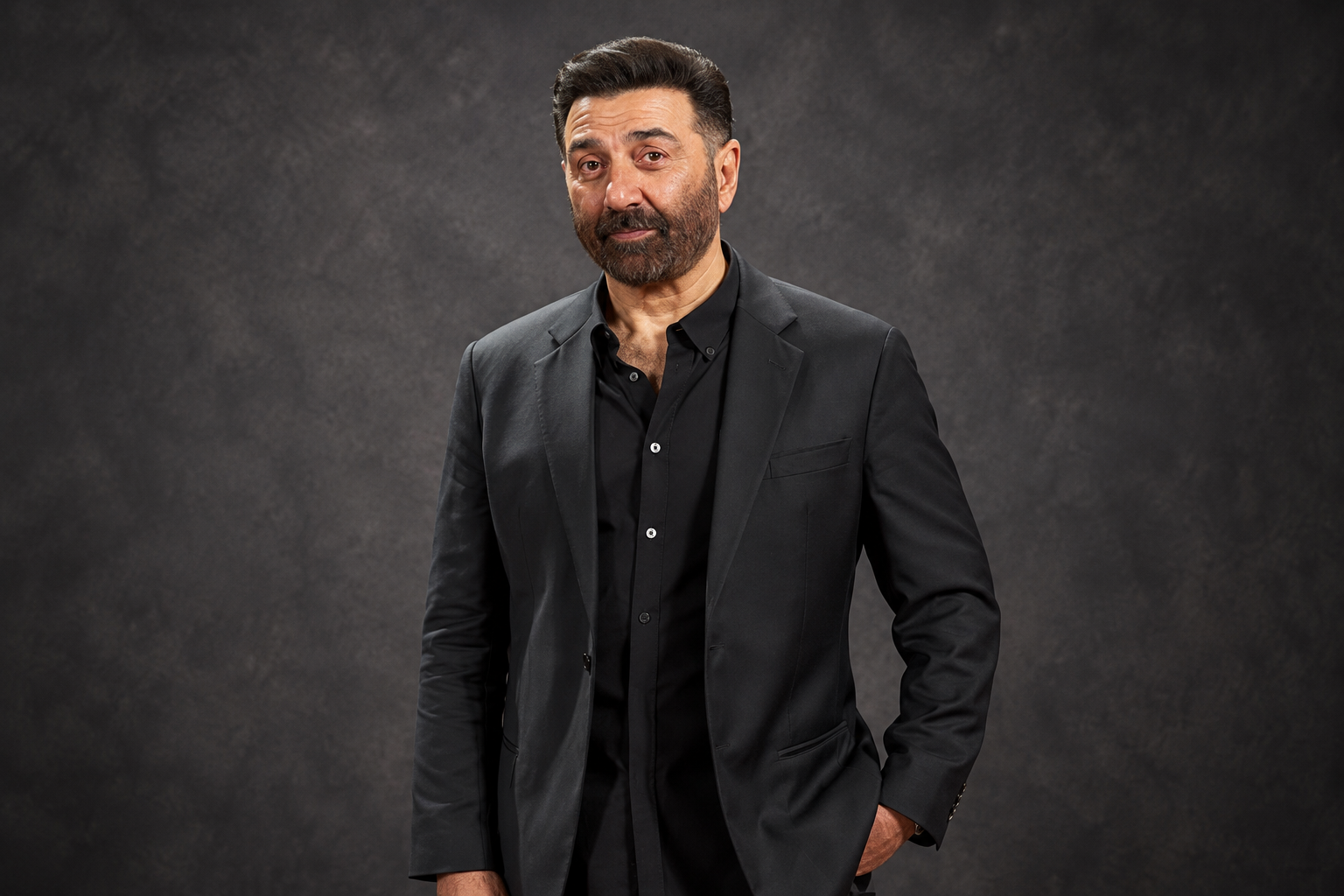 AI-modified archive photograph of Sunny Deol from November 2023; not the reported event or an endorsement.