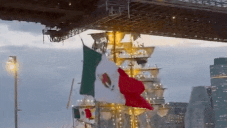 Mexican Navy ship Cuauhtémoc collides with Brooklyn Bridge, mast damaged in viral video incident.
